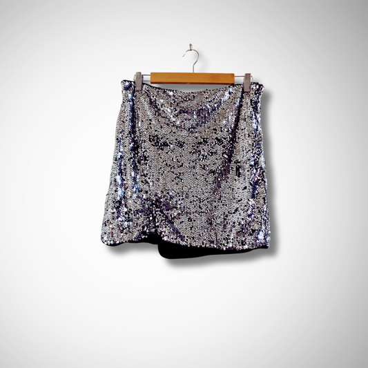 SHEIN Silver Glitter Mini Skirt for Women