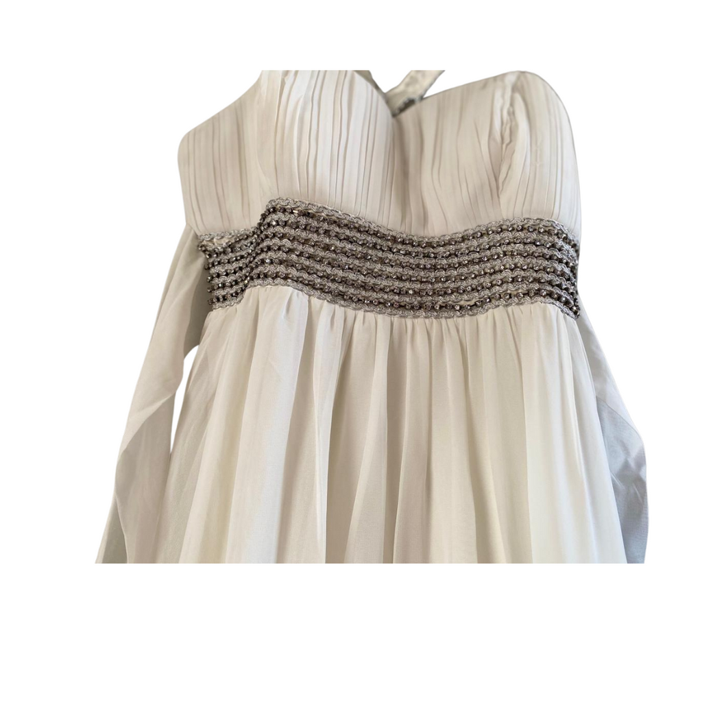 Snow-White Beaded Prompt dress for women