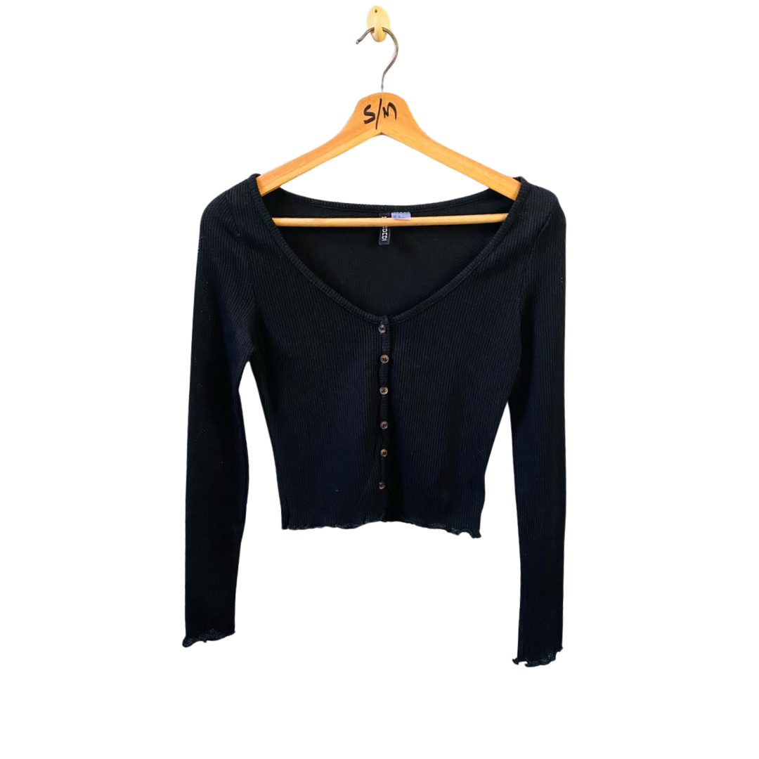 DIVIDCD | Ribbed Black long sleeve T-shirt for skinny women | TO-BL-056 |