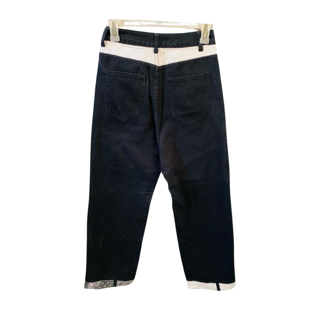 SHEIN | Handmade Patch work | Black & White denim jeans for Women |