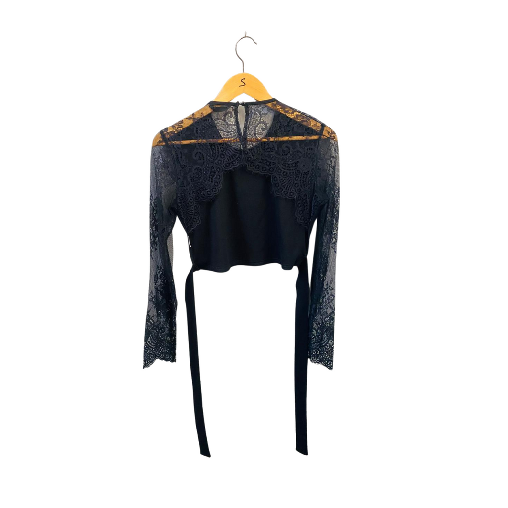 SHEIN |Long Sleeves Black Crop Top|