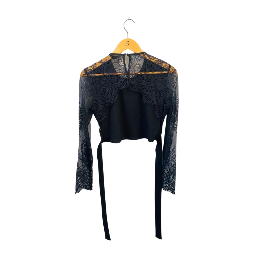 SHEIN |Long Sleeves Black Crop Top|