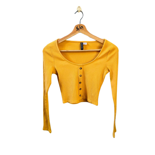 DIVIDCD | Yellow Snap button long sleeve T-shirt for skinny women | TO-YL-055 |