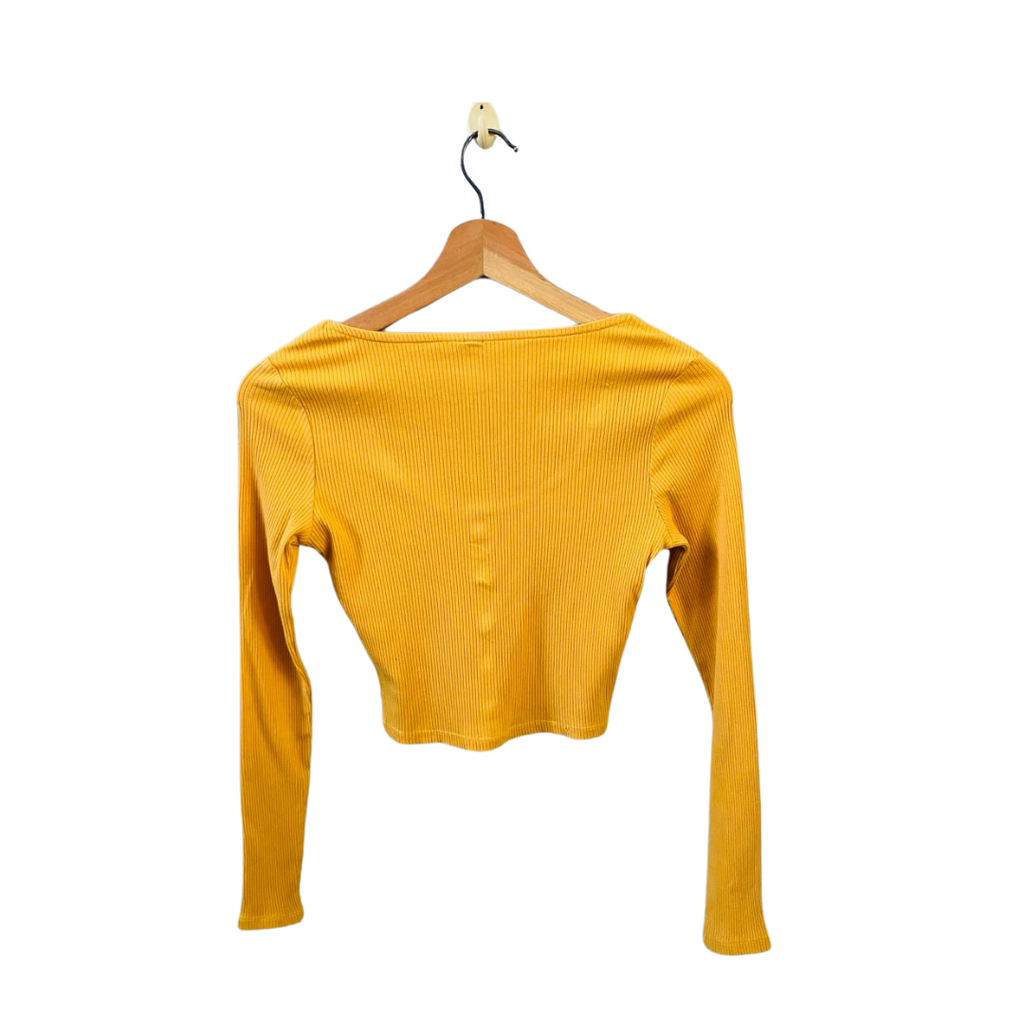 DIVIDCD | Yellow Snap button long sleeve T-shirt for skinny women | TO-YL-055 |