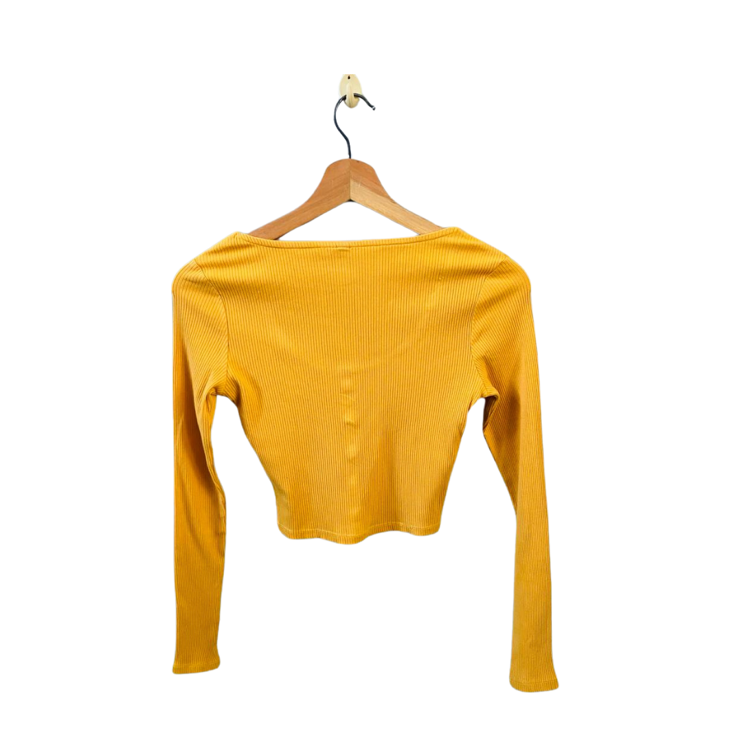DIVIDCD | Yellow Snap button long sleeve T-shirt for skinny women | TO-YL-055 |