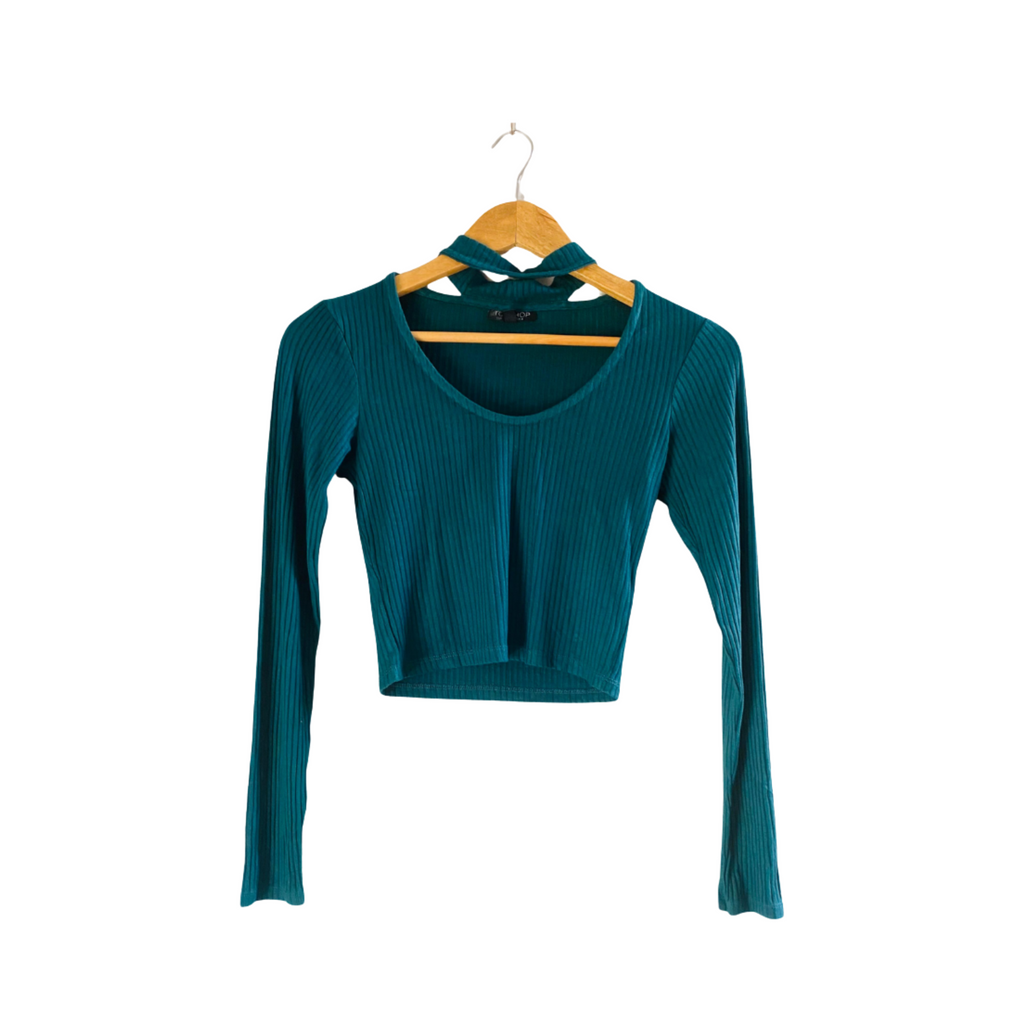 TOP SHOP | Ribbed Choker collar Crop Top | TO-GR-052 |