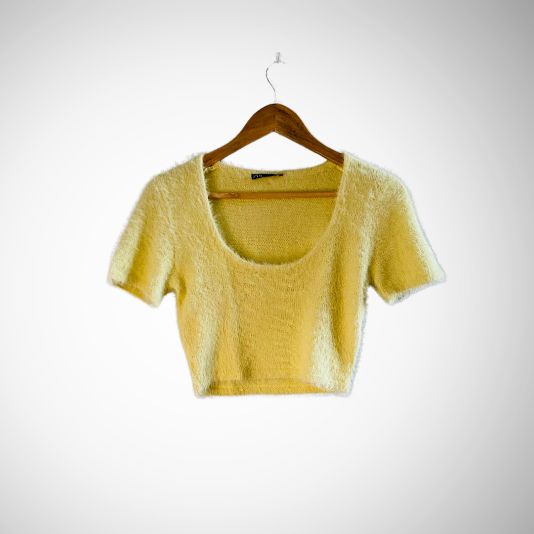 Zara Short Yellow Fur | Top for Women |