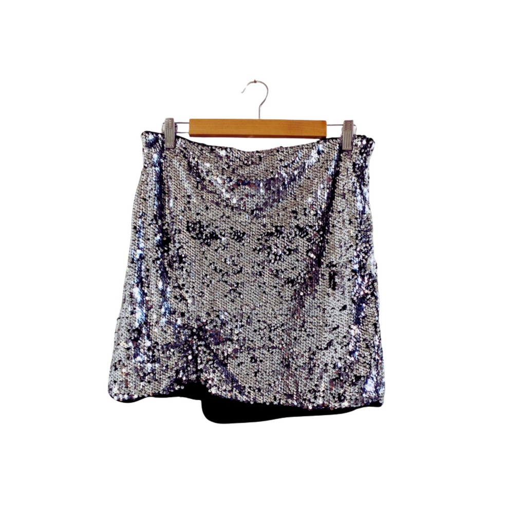 SHEIN Silver Glitter Mini Skirt for Women