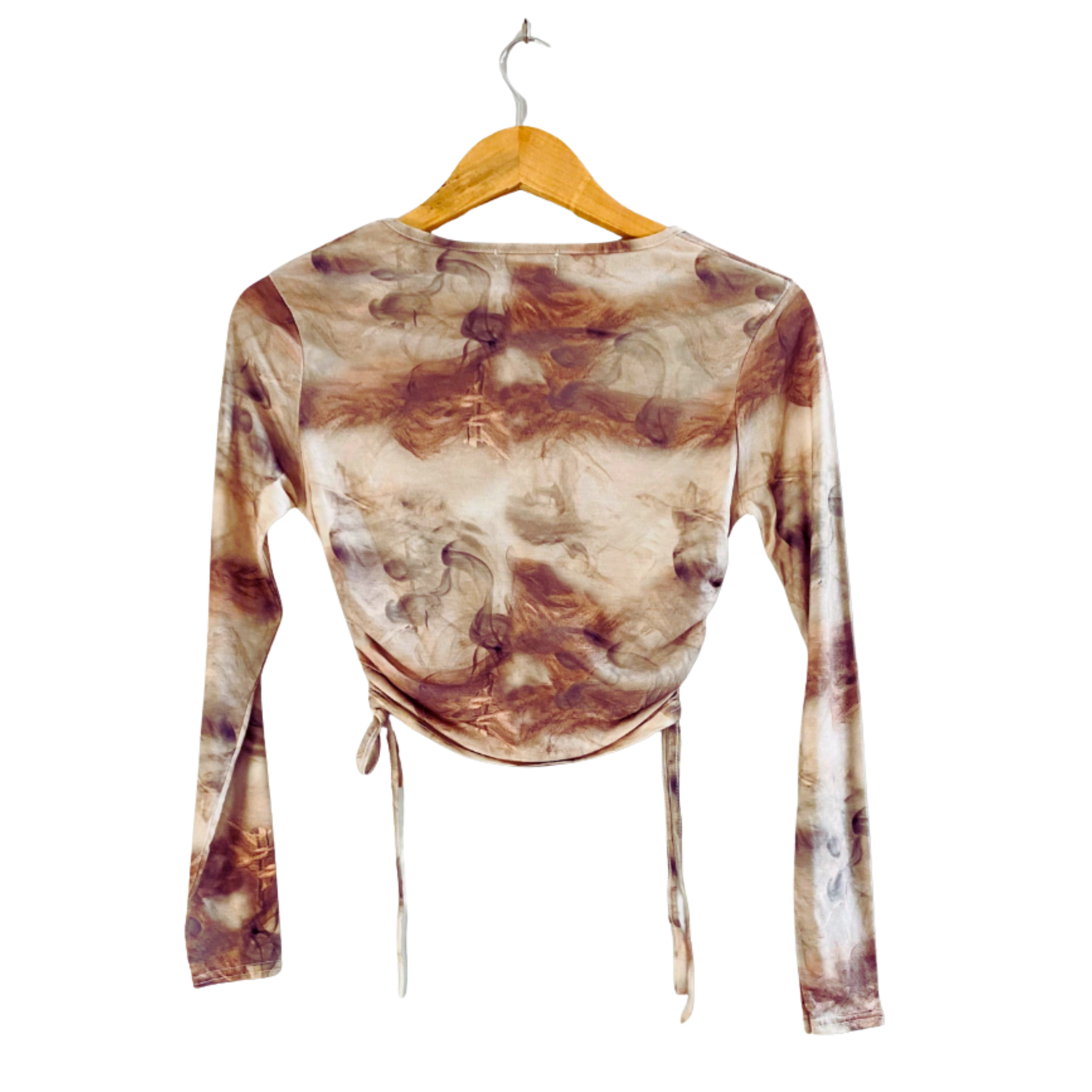 Printed Ruched Side Long Sleeve Crop Top | for Women |