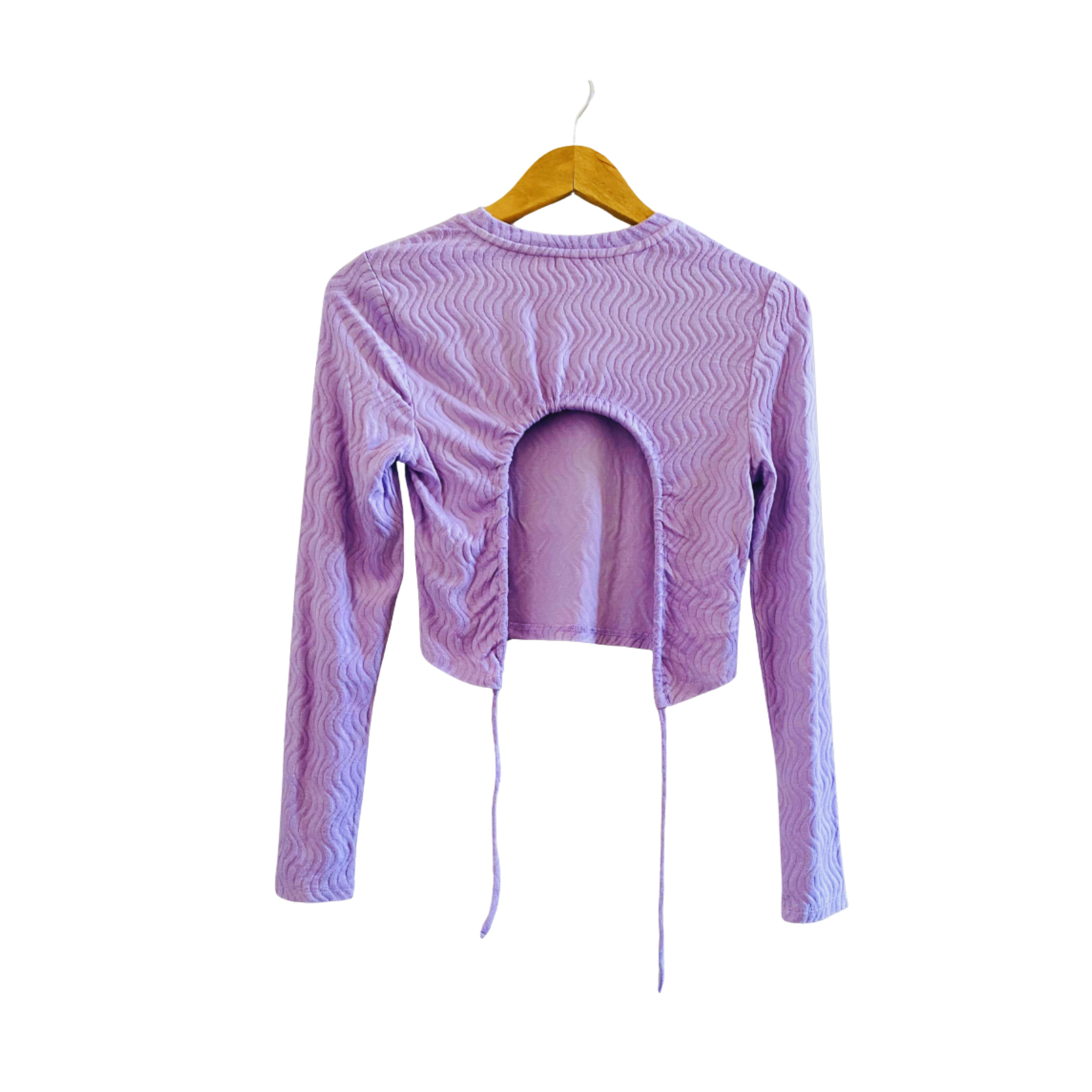 PRIMARK | Ribbed long sleeves cut out open back Crop Top | TO-PU-058 |