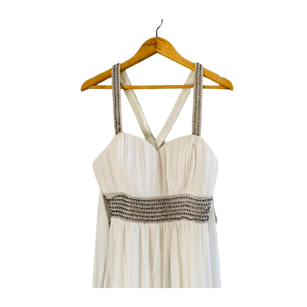 Snow-White Beaded Prompt dress for women