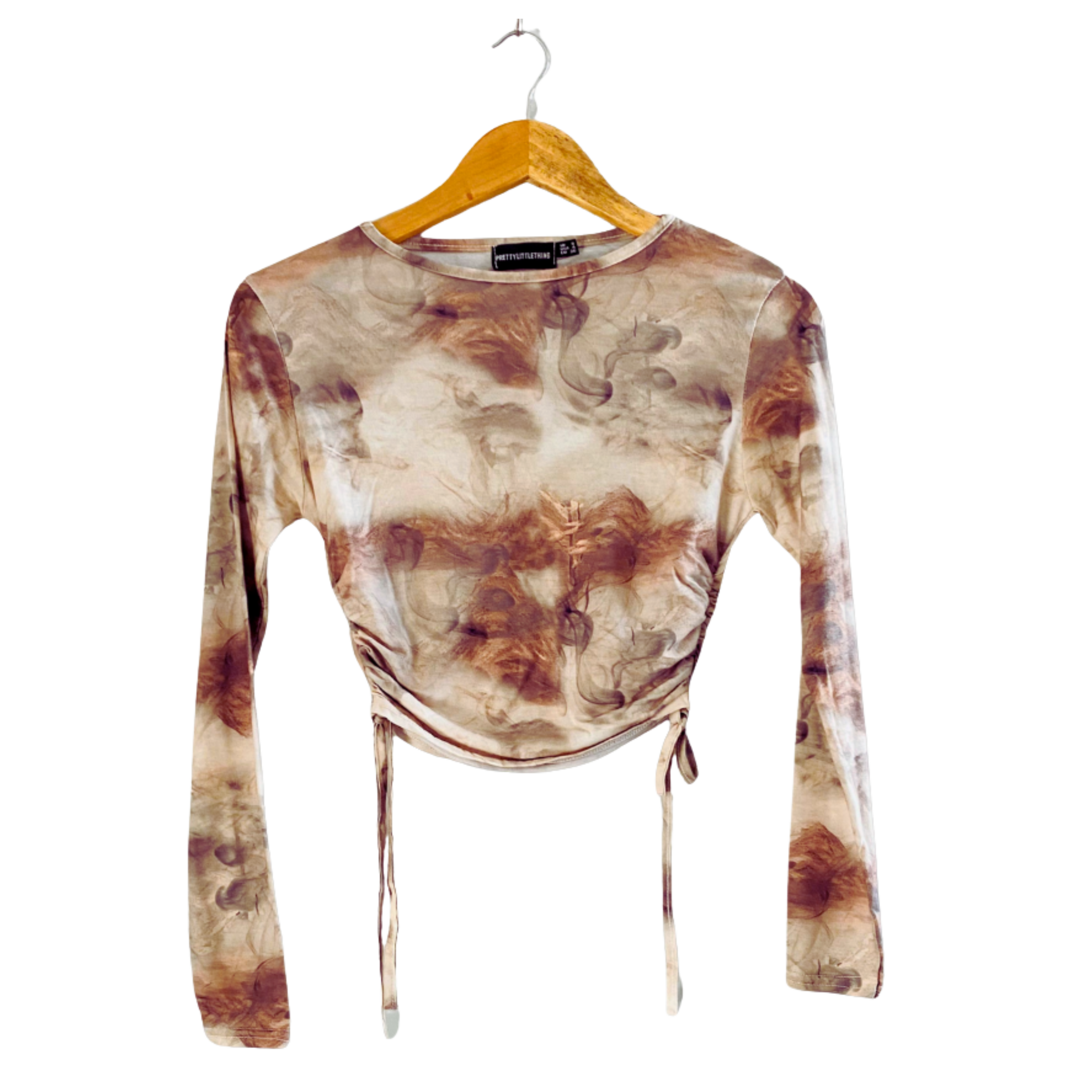 Printed Ruched Side Long Sleeve Crop Top | for Women |