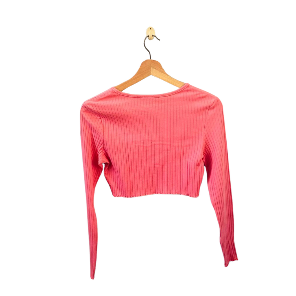 SHEIN | Pink Ribbed Long-Sleeve Top | TO-PI-022 |