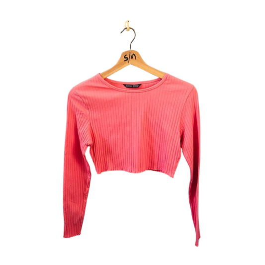 SHEIN | Pink Ribbed Long-Sleeve Top | TO-PI-022 |