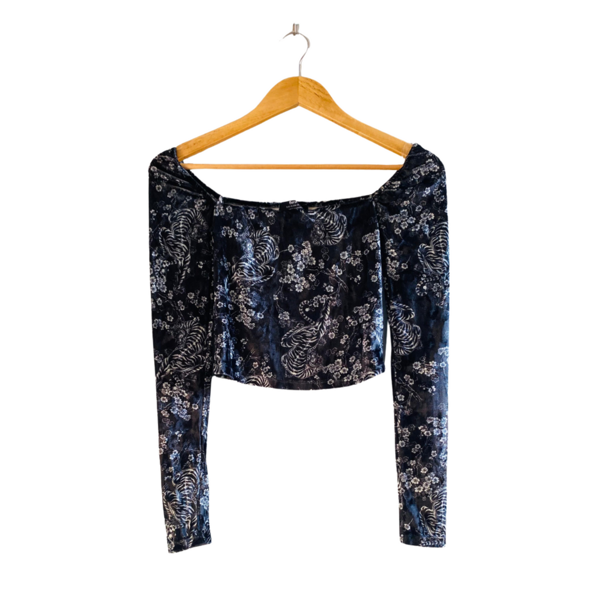 BERSHKA Velvet MilkMaid Long Sleeve | Top for Women |