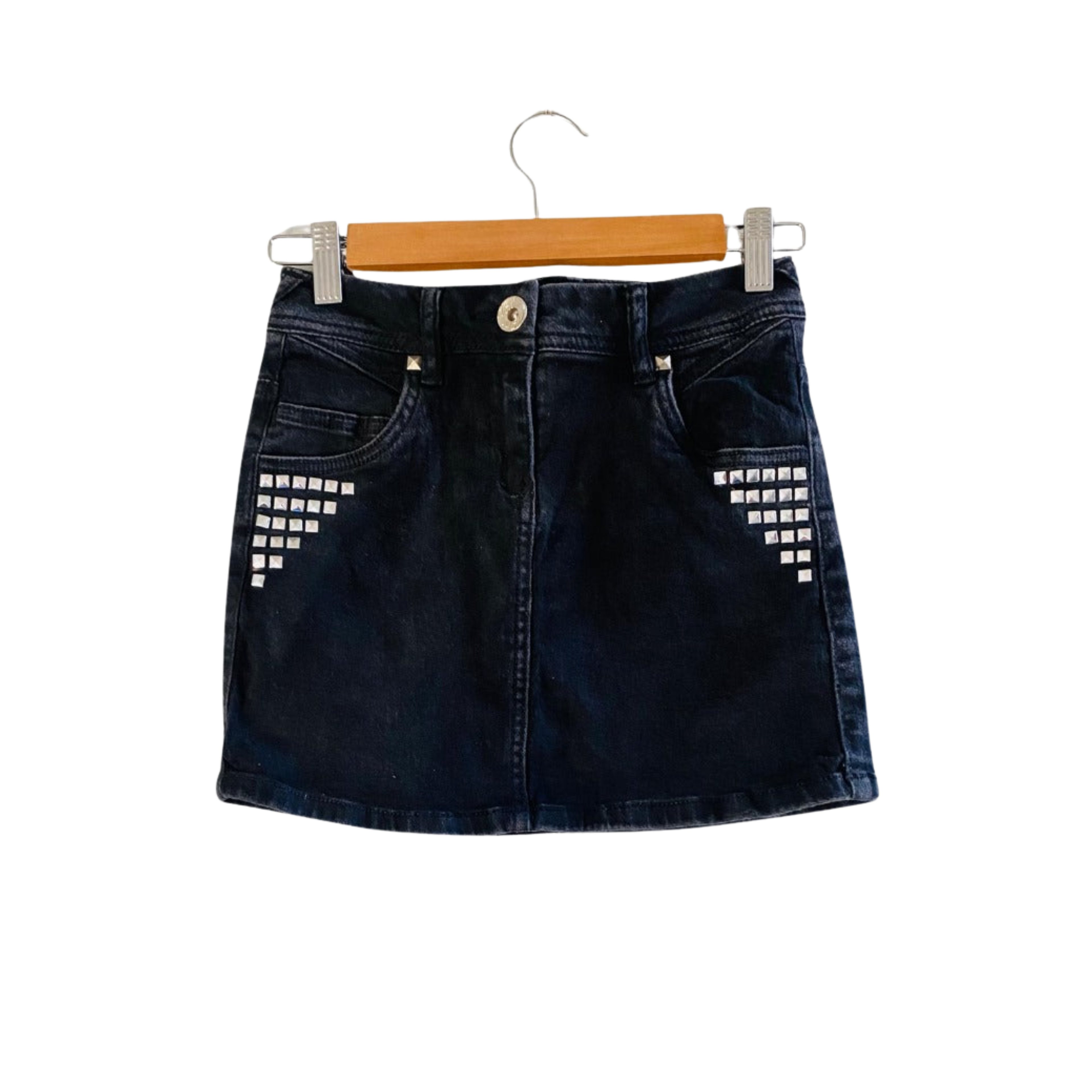 Silver Diva Black Diamond Jeans Denim Mini Skirt