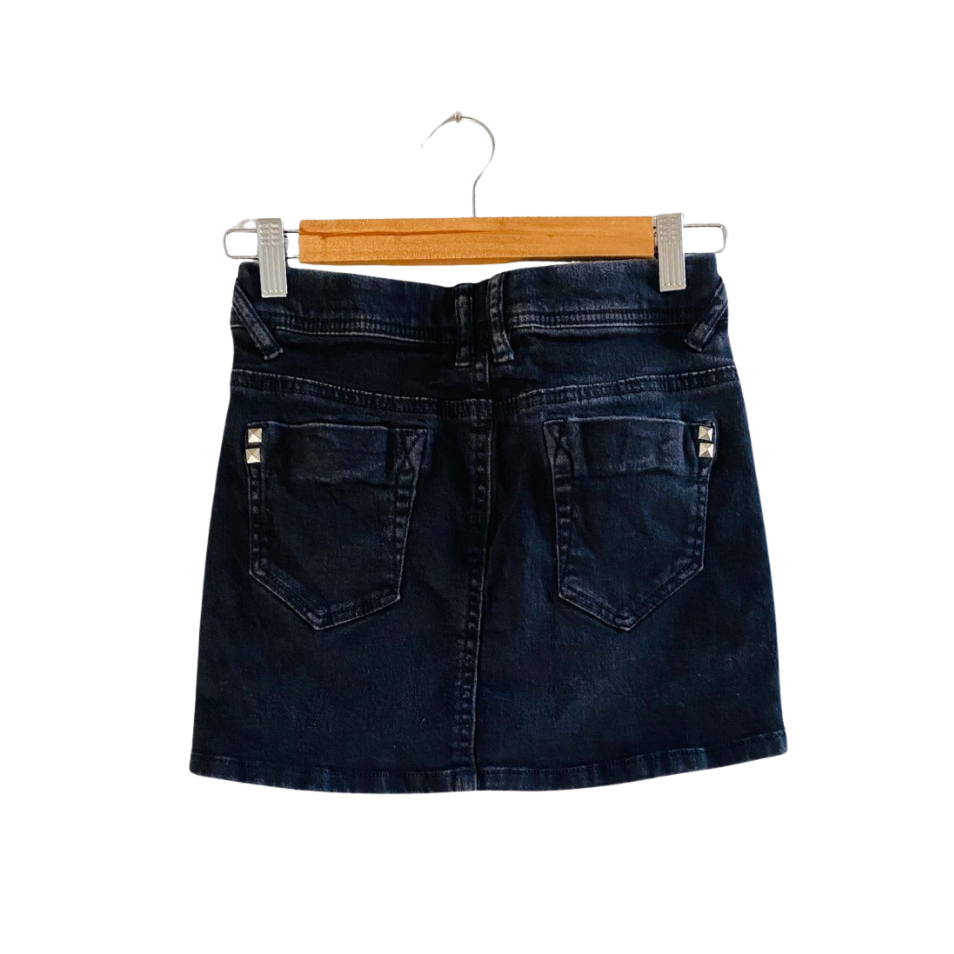 Silver Diva Black Diamond Jeans Denim Mini Skirt