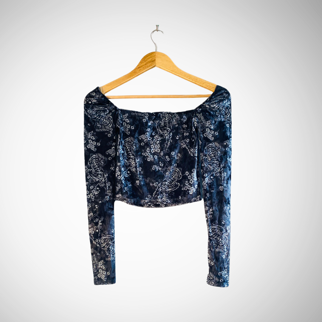 BERSHKA Velvet MilkMaid Long Sleeve | Top for Women |