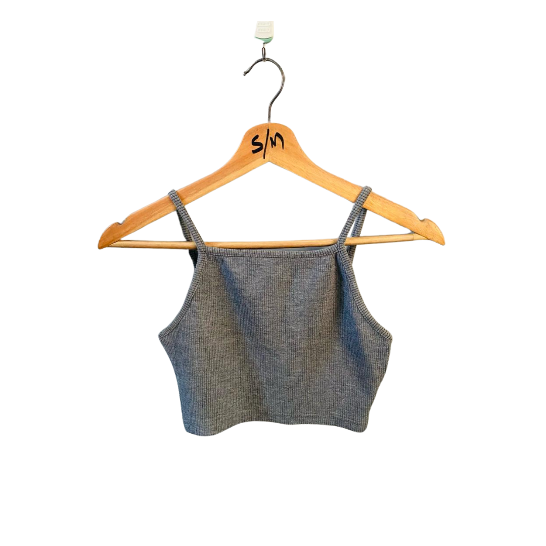 TOP SHOP | Ribbed grey crop cut out top | TO-GR-051 |