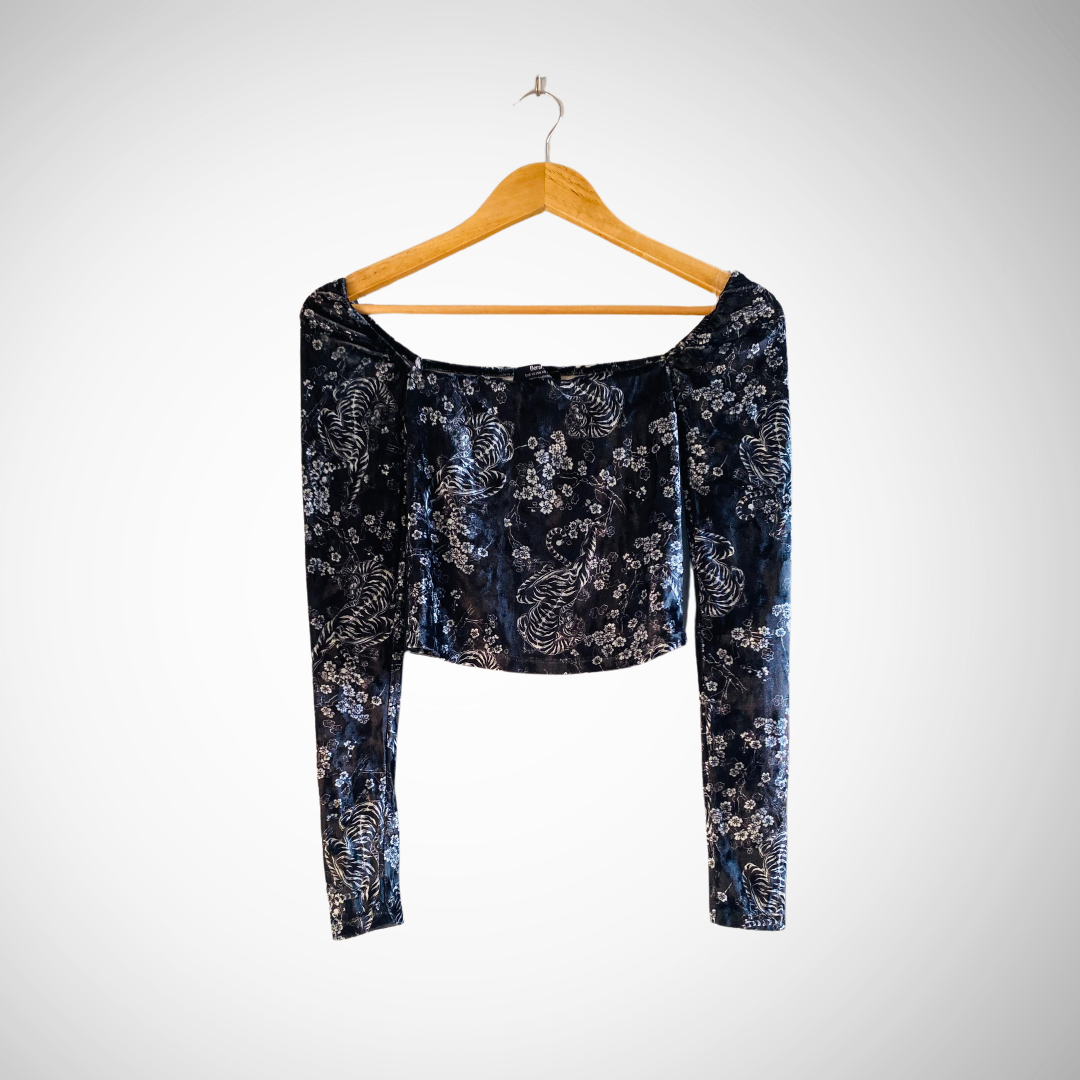 BERSHKA Velvet MilkMaid Long Sleeve | Top for Women |