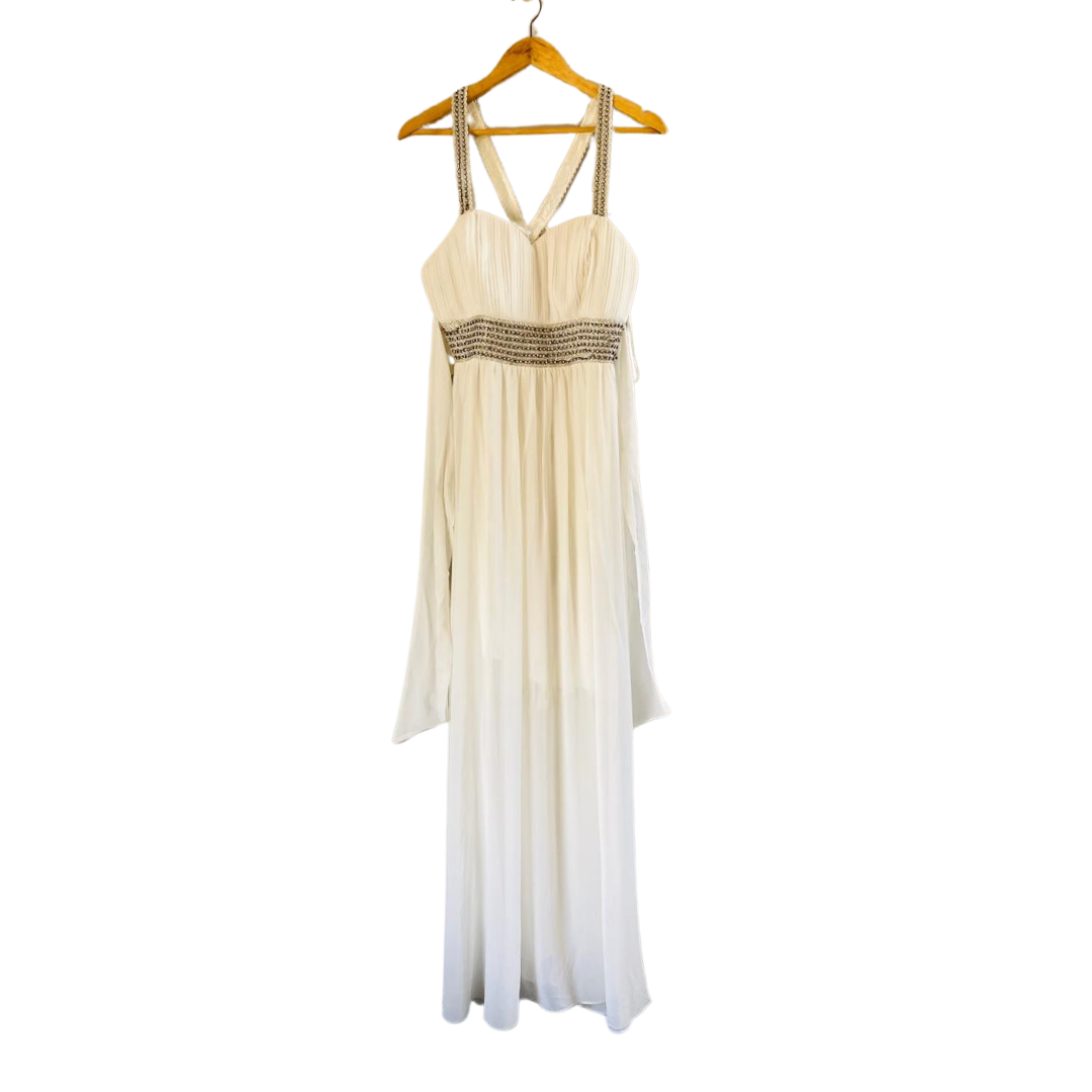 Snow-White Beaded Prompt dress for women