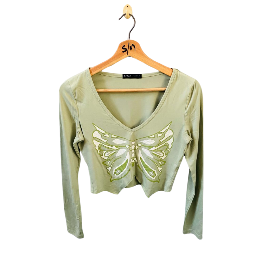 SHEIN | Butterfly Green Crop Top | TO-GR-017 |
