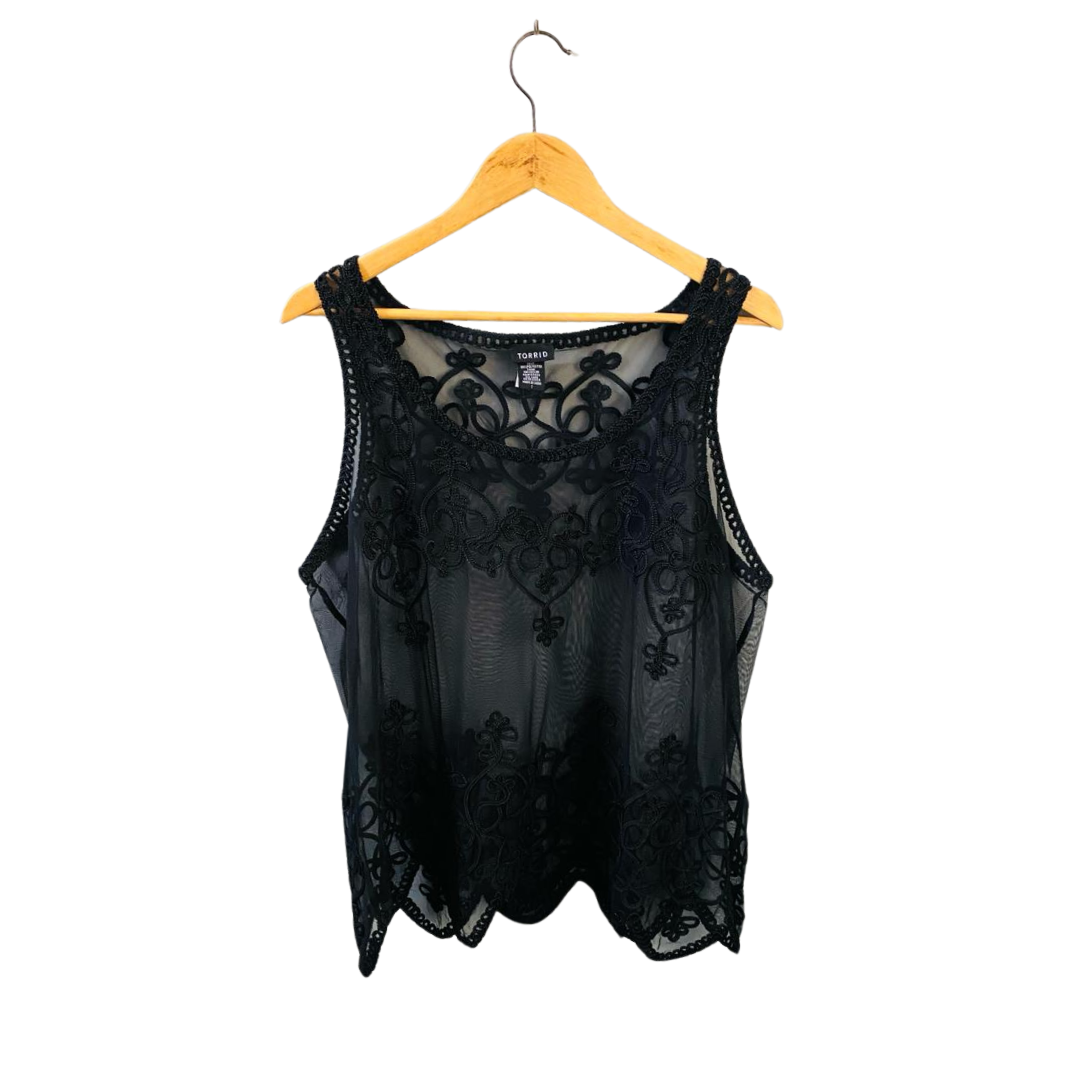 Black Embroidery Top for Women