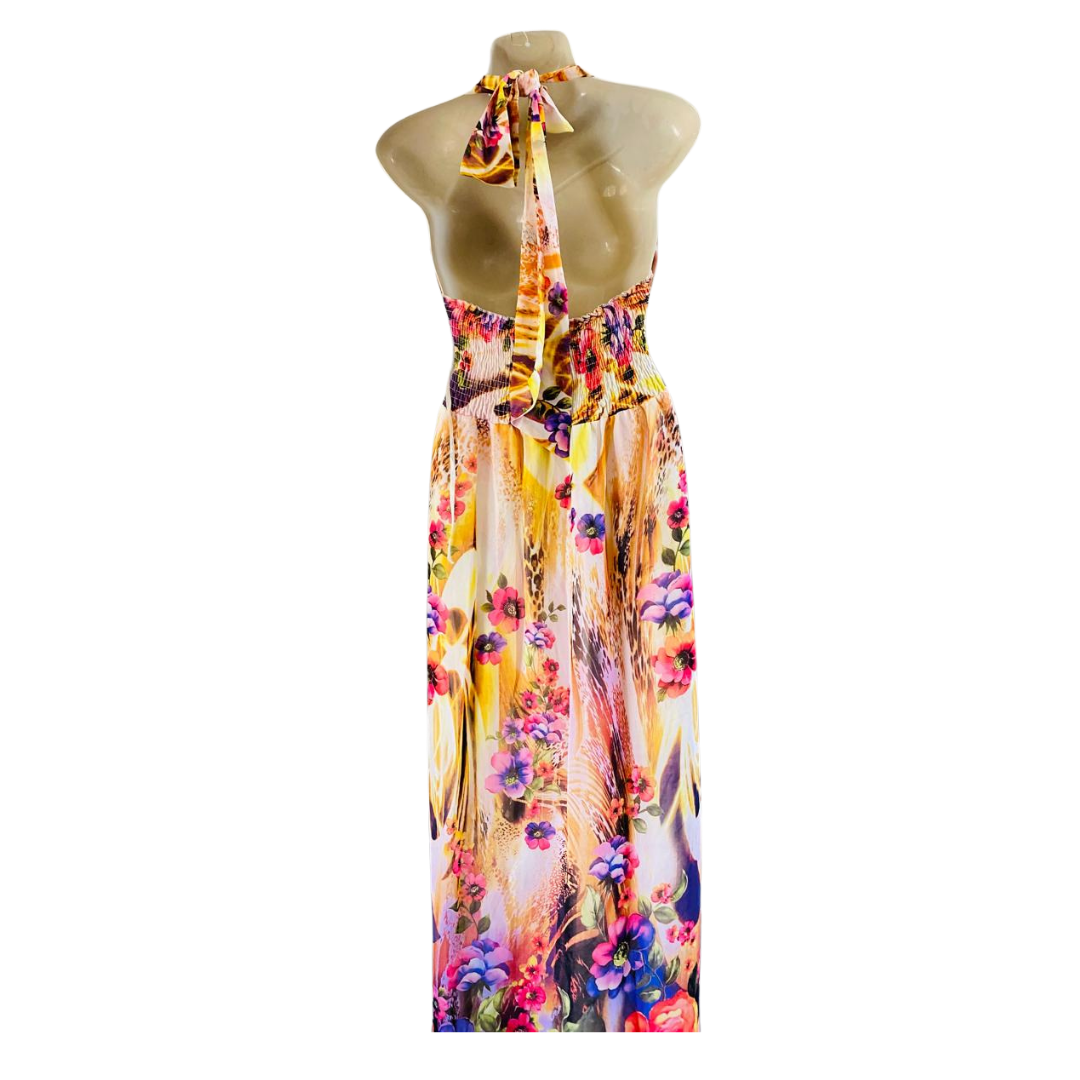 Fancy Floral Beaded Long Prompt Dress for Women