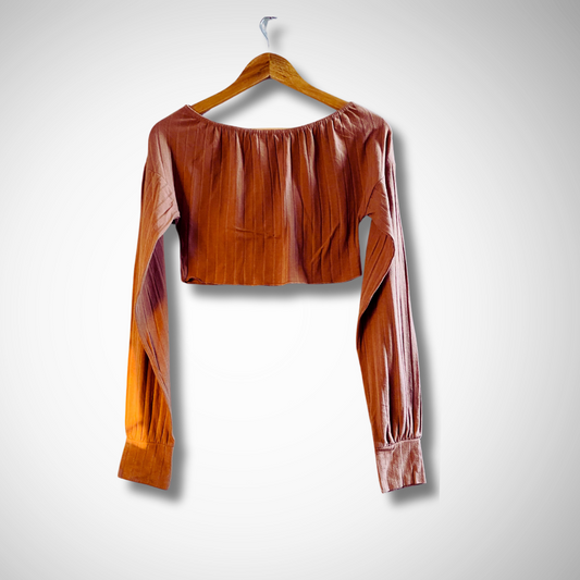 Browny Long Sleeves Crop Top | for Women | YL-TO-012