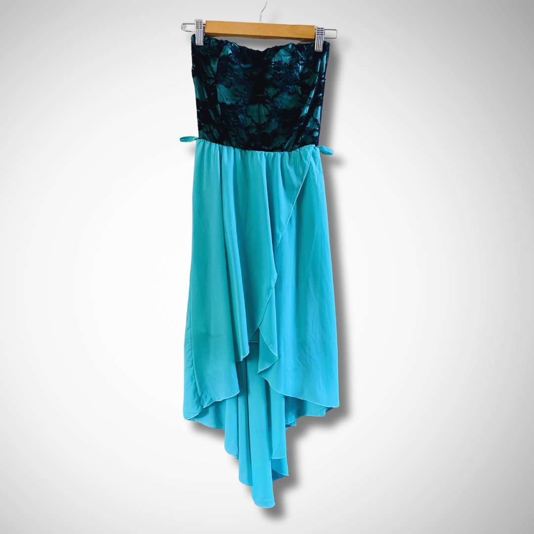 High-Low Black and Mint Green Dress for Women