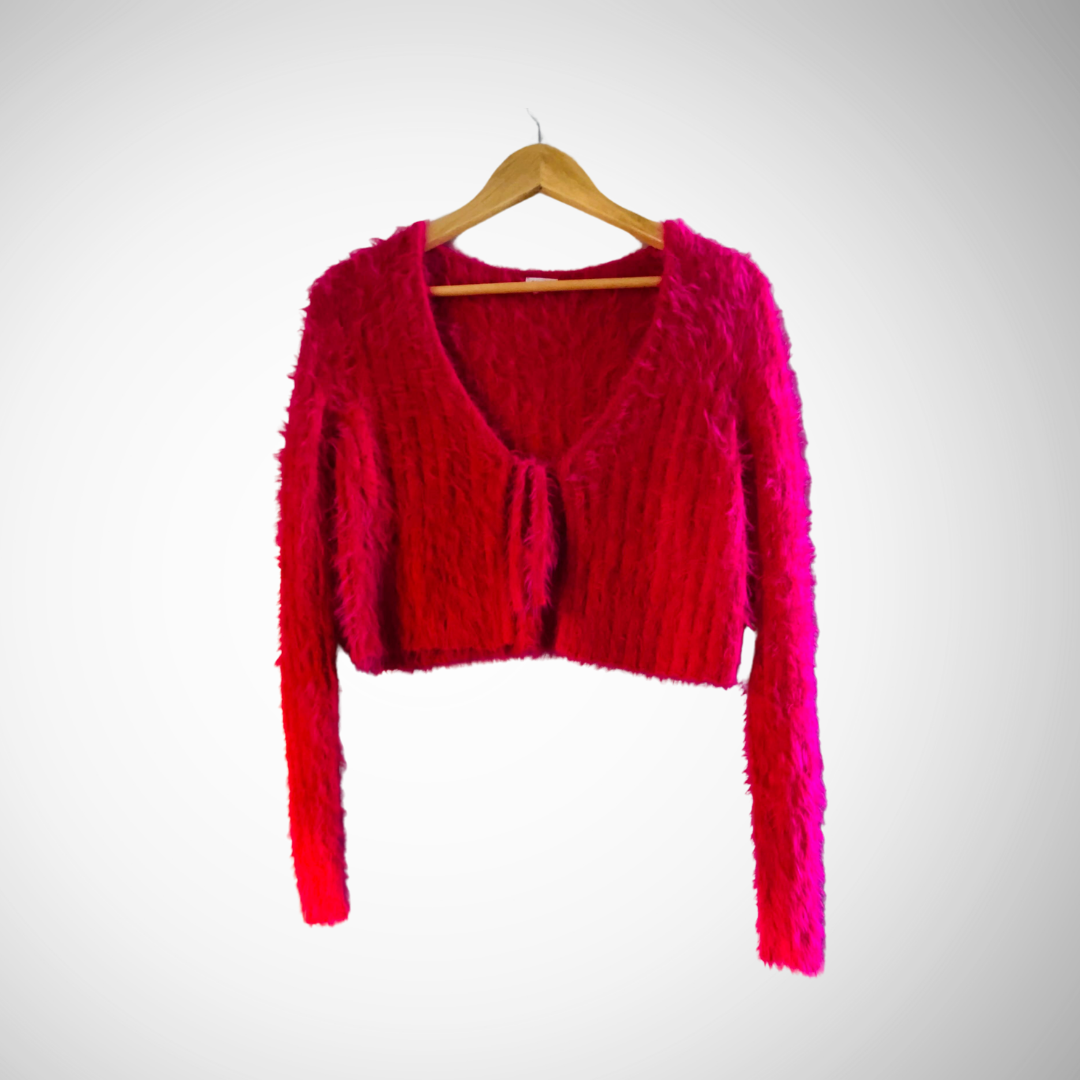 Urban Classics Women's Ladies Tied Cropped Feather Cardigan | For Women |