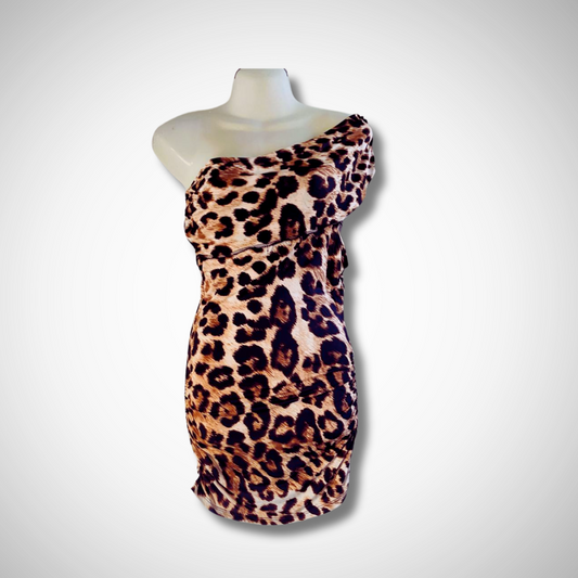 Glamour One Shoulder Leopard Print