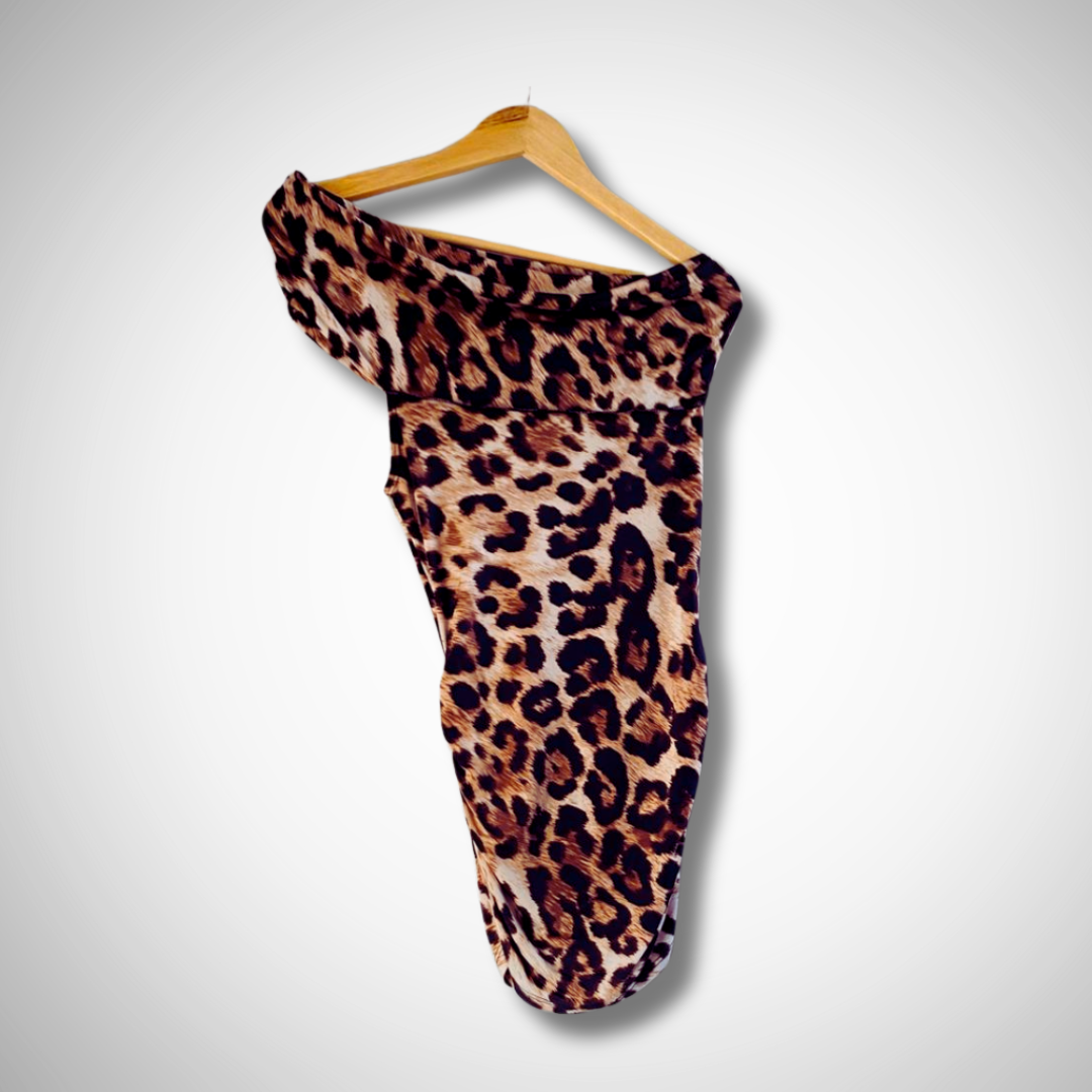 Glamour One Shoulder Leopard Print