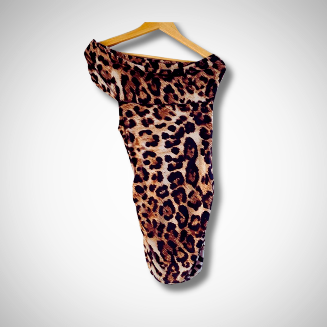 Glamour One Shoulder Leopard Print