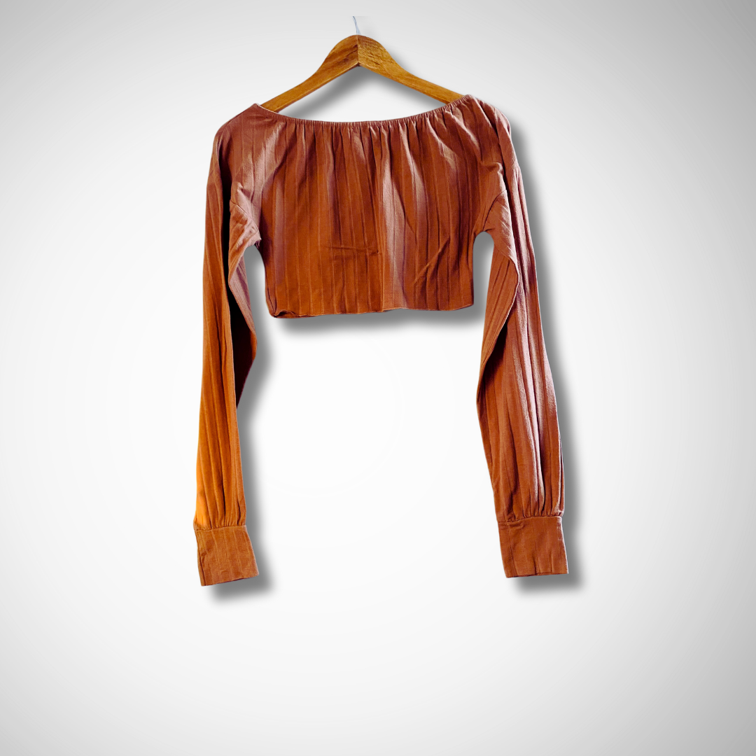 Browny Long Sleeves Crop Top | for Women | YL-TO-012