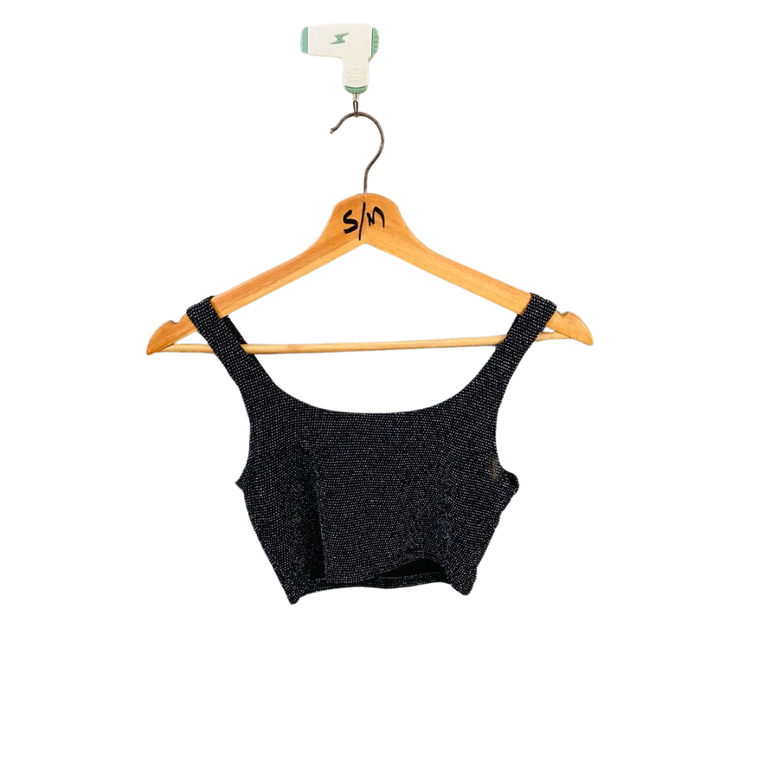 Pretty Little Thing | Charcoal dotted cut out sleeveless top | TO-CH-041 |