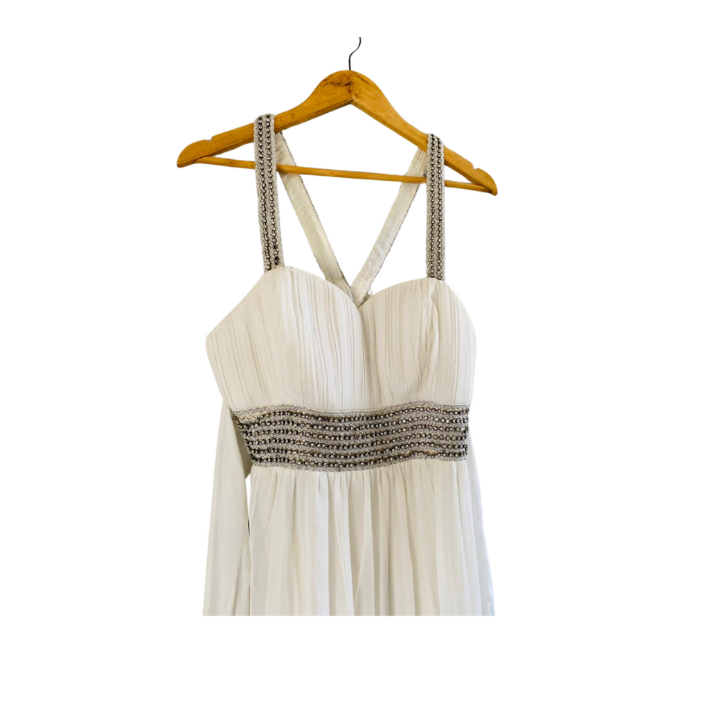 Snow-White Beaded Prompt dress for women