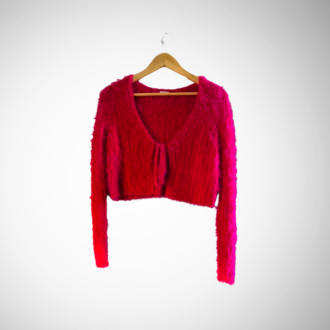 Urban Classics Women's Ladies Tied Cropped Feather Cardigan | For Women |