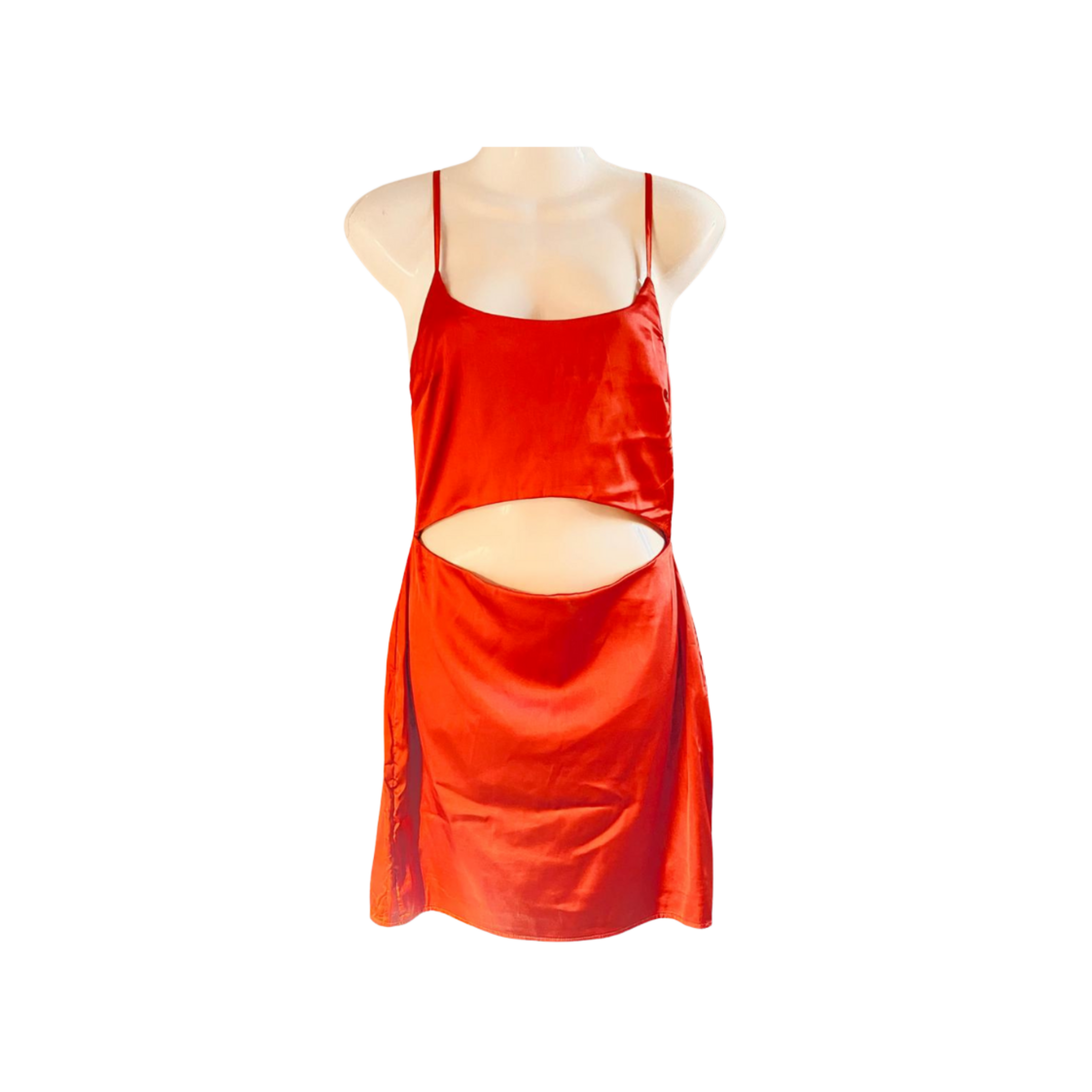 Rust-Rib Strabby Waist Cut-Out Dress