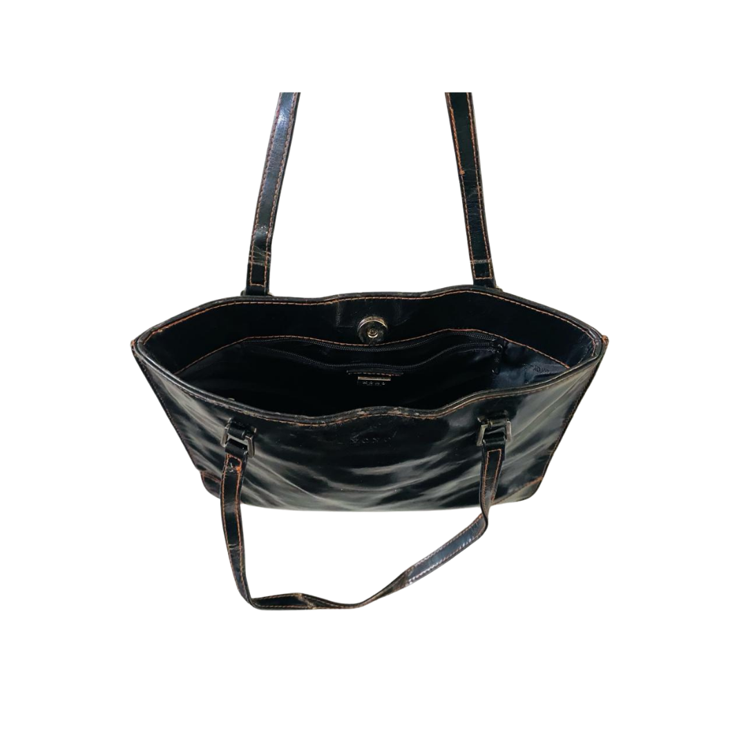 XOXO | Black Shiny Branded Handbags | HB-BL-012 |