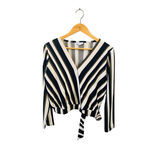 AMISU |Women's Vertical Stripe & Printed Wrapped Top|