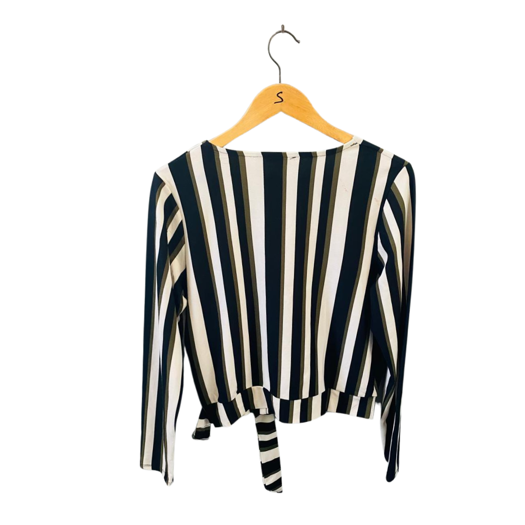 AMISU |Women's Vertical Stripe & Printed Wrapped Top|