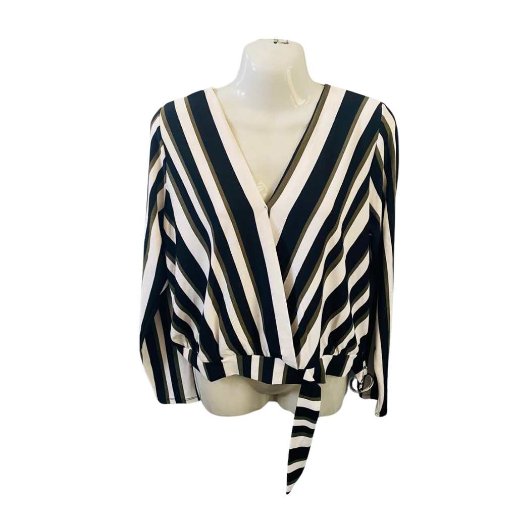 AMISU |Women's Vertical Stripe & Printed Wrapped Top|