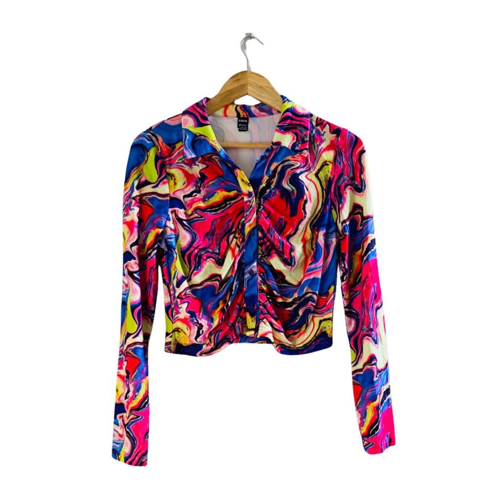 SHEIN | Marble printed crop shirt M | YL-029 |