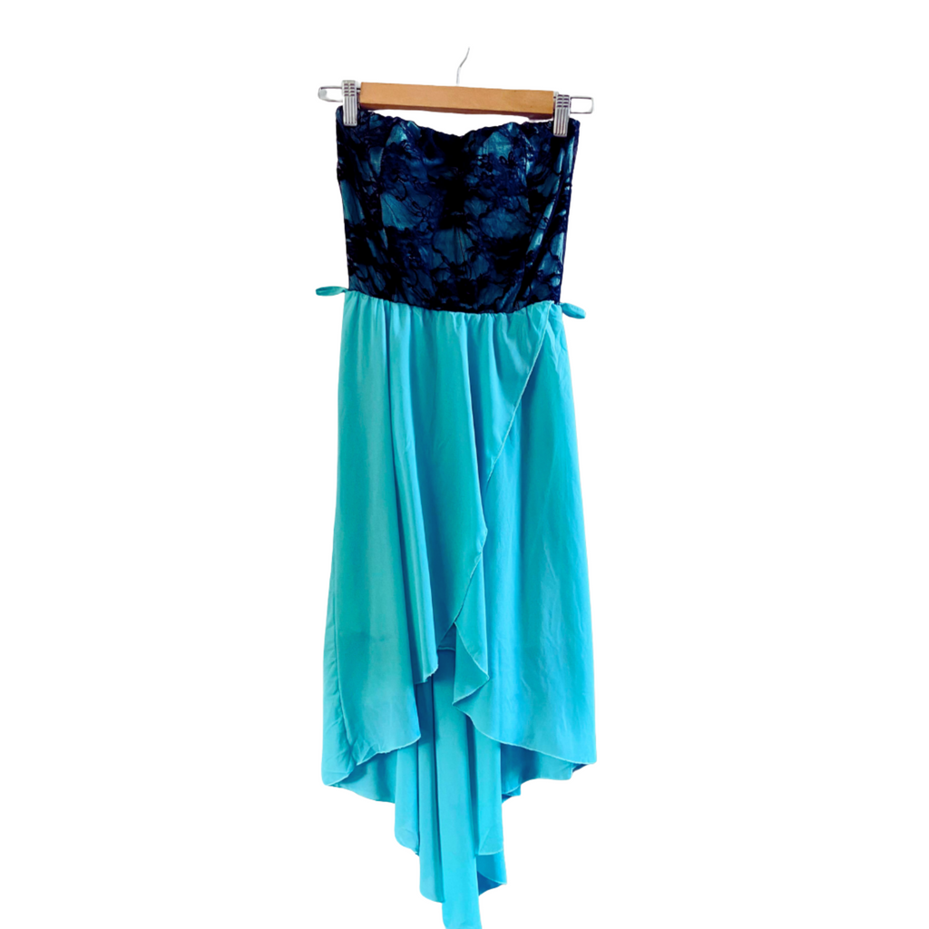 High-Low Black and Mint Green Dress for Women