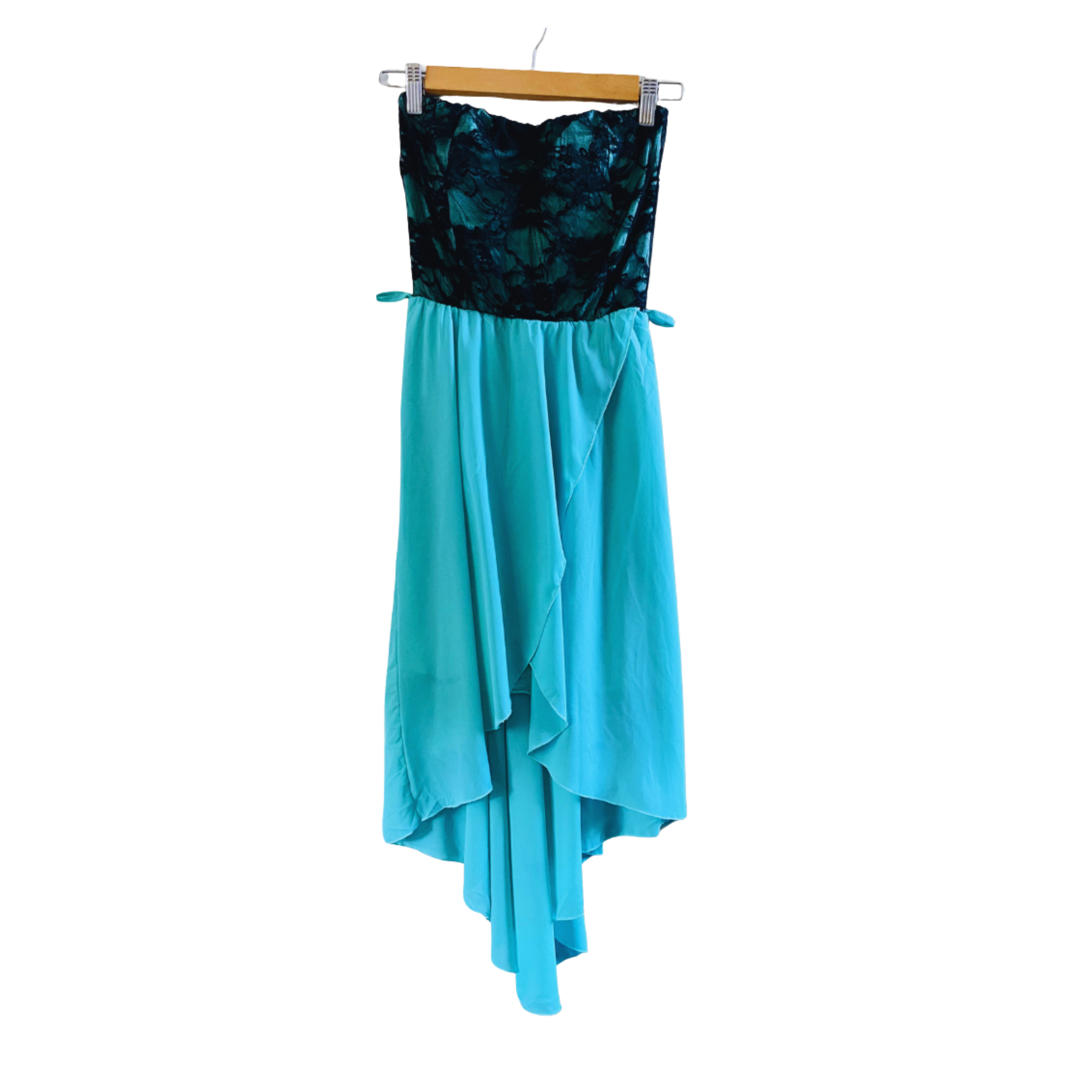 High-Low Black and Mint Green Dress for Women