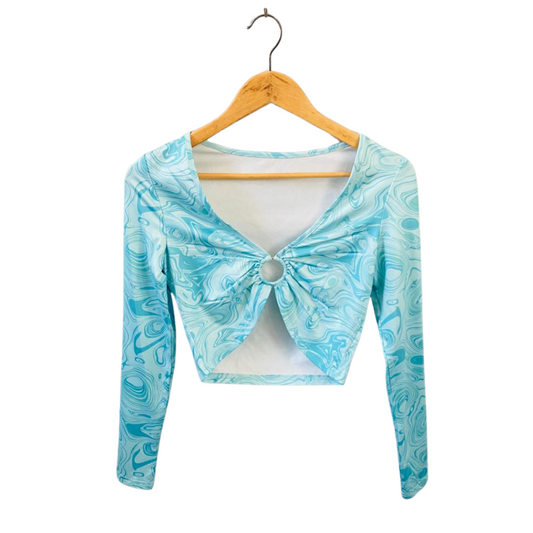 SHEIN |Tie-Dye Sky Blue Crop Top|