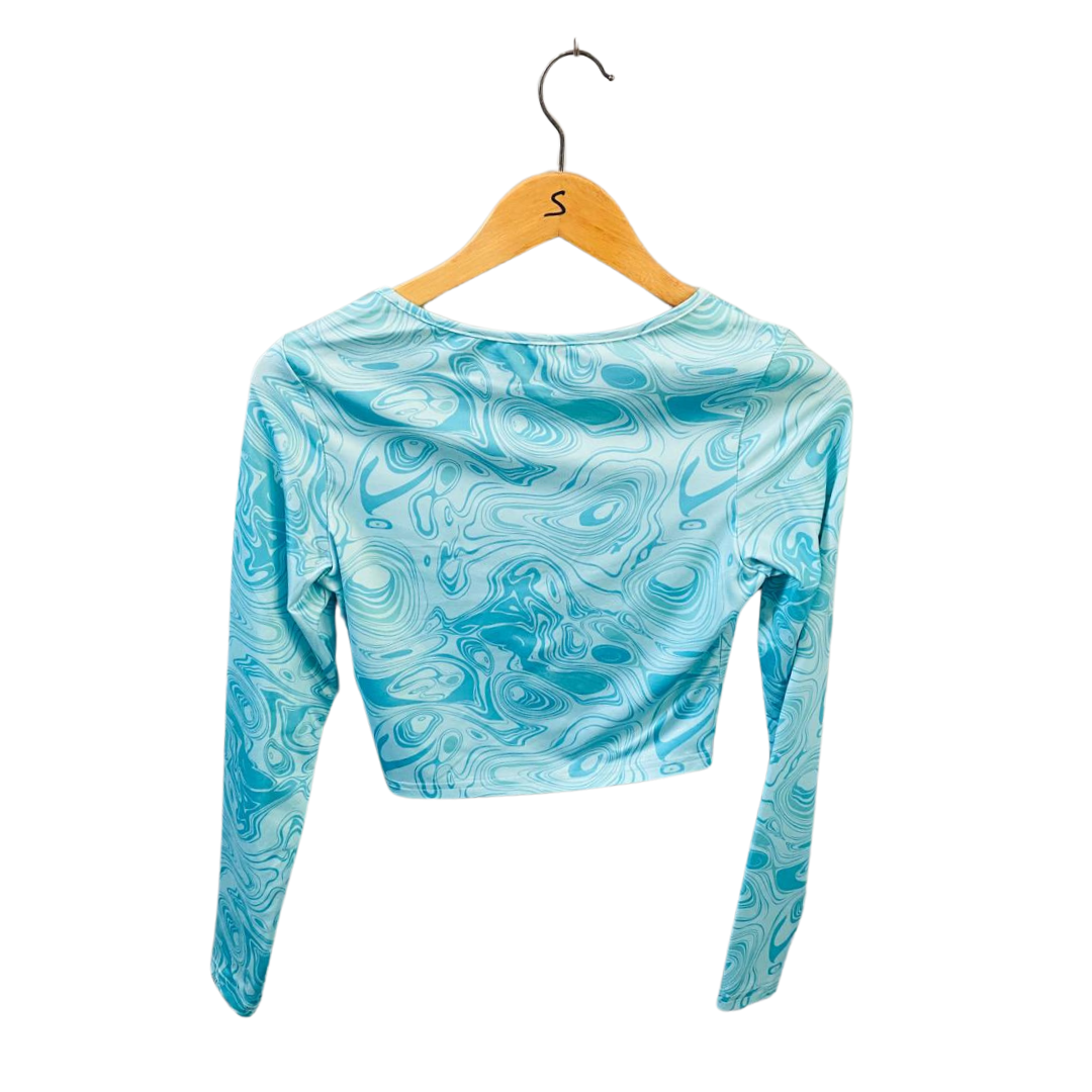 SHEIN |Tie-Dye Sky Blue Crop Top|