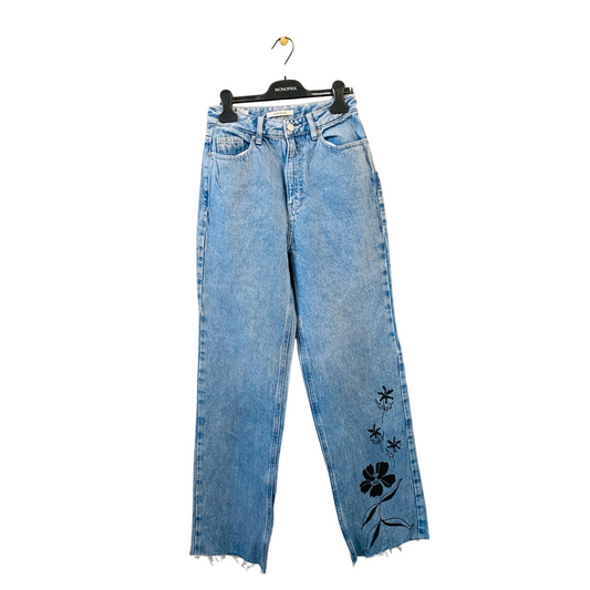 PACSUN | Printed flower | Boyfriend Stone Blue wash Jeans | DJ-BF-LB-002 |