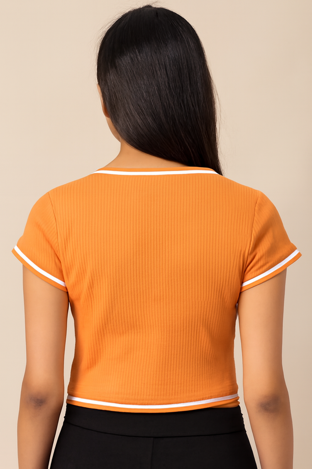Women Orange Cropped T-Shirt